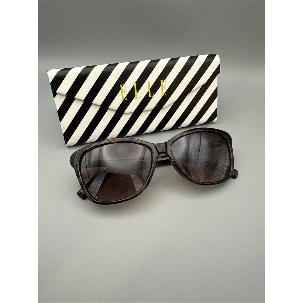 ELLE AUTHENTIC WOMEN'S TORTOISE OVERSIZED SUNGLASSES-POLARIZED BROWN LENS W/CASE
